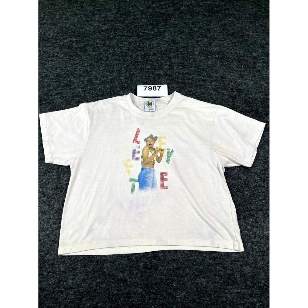 Cross Colours Crop Shirt Womens M‎ White Left Eye Lisa Lopes Graphic Crew Neck
